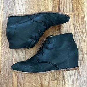 Matiko Wedge Booties Black Leather Women’s Size 10